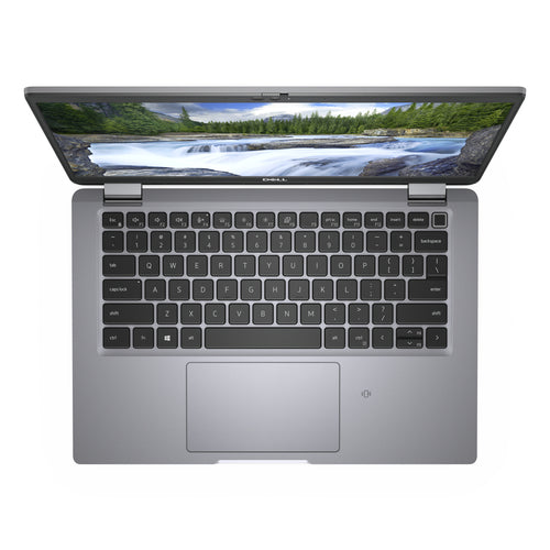 Laptop with a scenic display on a white background