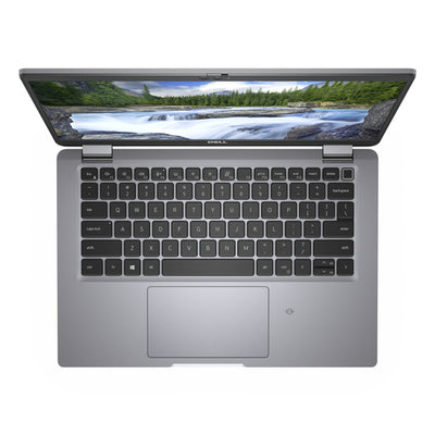 Laptop with a scenic display on a white background