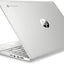 Silver HP laptop on a white background