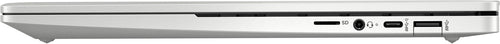 Silver laptop with ports on a white background