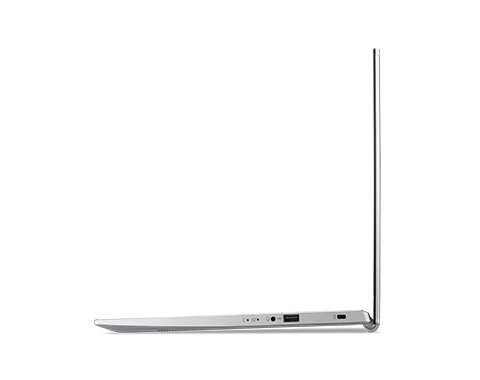 Silver laptop on a white background
