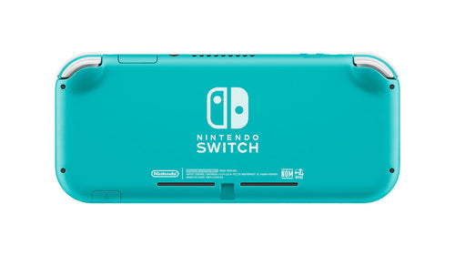 Turquoise Nintendo Switch console on a white background