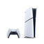 White gaming console and controller on a white background
