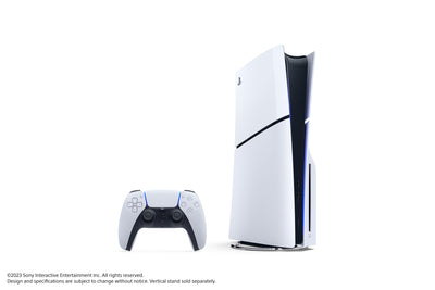 White gaming console and controller on a white background