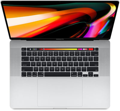 Laptop with a colorful display on a white background